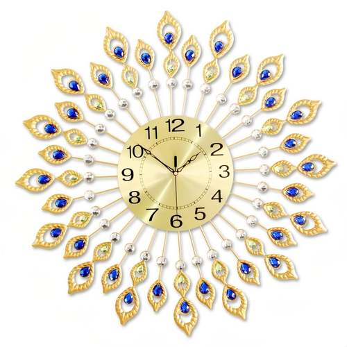 孔雀客厅钟表挂钟现代简约家用创意卧室静音大时钟个性装饰石英钟