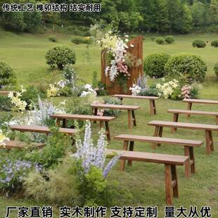 户外婚礼实木长条凳中式实木长凳黑色长凳白色长凳火锅长凳可