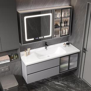 9W卫生间浴室柜陶瓷一体盆实木智能洗手洗脸台盆柜组合落地式洗漱