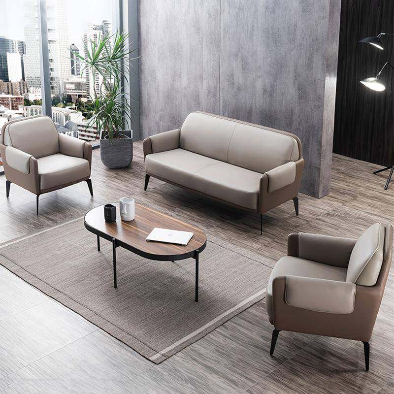 办公室西皮沙发茶几时尚商务接待会客工作室休闲办公沙发简约现代