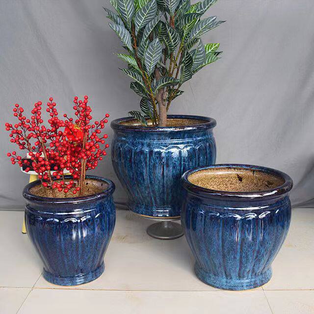 大口径树盆北欧风花盆陶瓷大号地面庭院发财树散尾葵绿植大肚盆