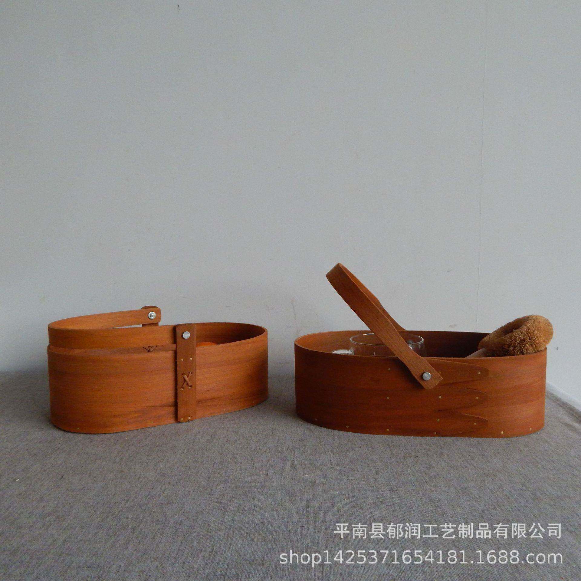 实木板木板水果篮法式风情水果篮原木森系摄影道具野餐点心篮收纳