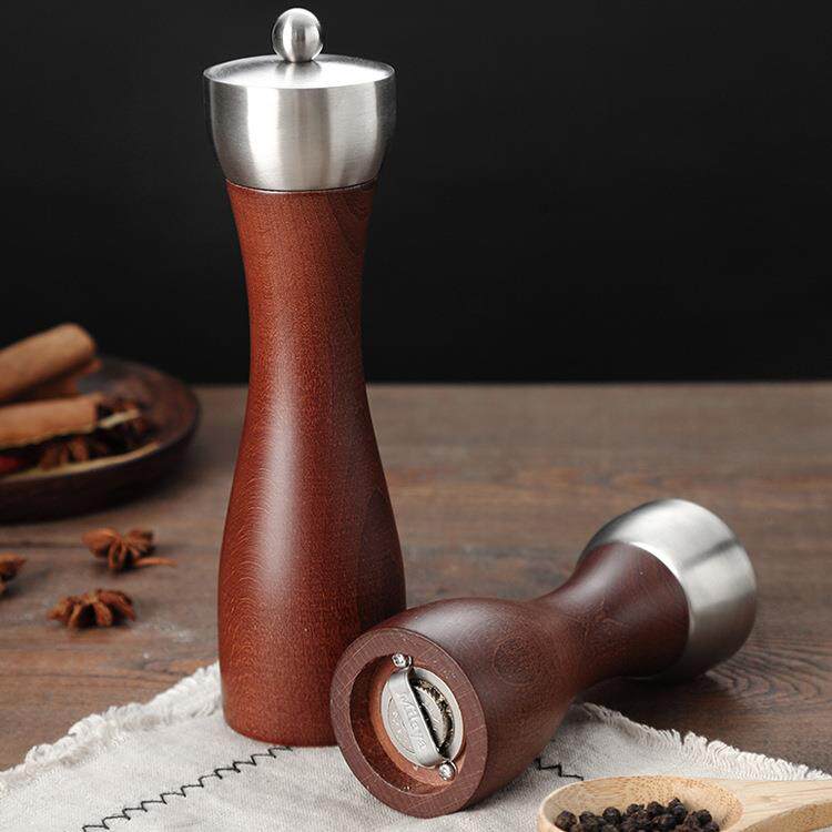 榉木研磨器木质胡椒磨户外BBQ研磨peppergrinder