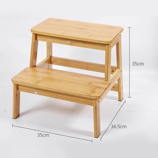 竹制简约双层阶梯凳儿童踩踏洗手台防滑凳家用卫生间防滑洗漱凳子