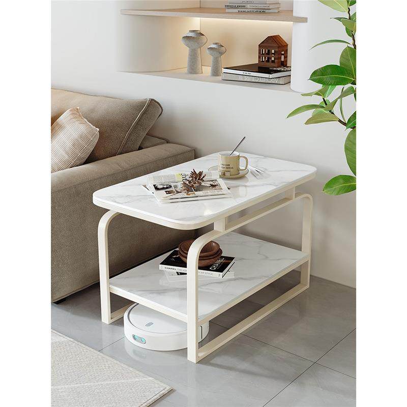奶油风岩板小茶几简约家用客厅沙发边几双层角几客厅边桌床头边柜,收纳整理,烫衣板及配件,淘宝优惠券,粉丝福利购,淘宝优惠卷