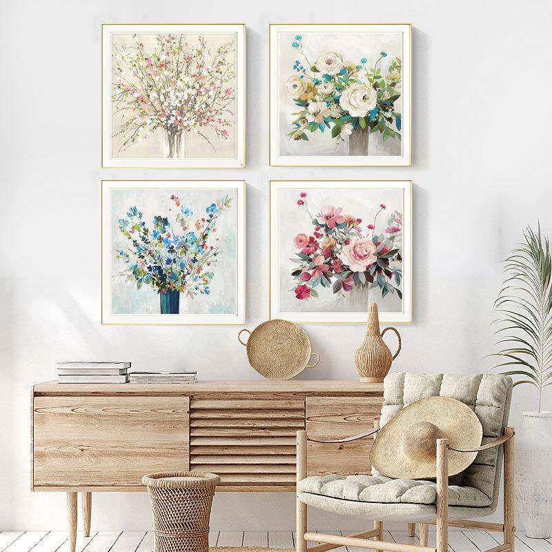 简约美式画简美客厅装饰画卧室床头挂画盛放餐厅背景花卉卡纸挂画