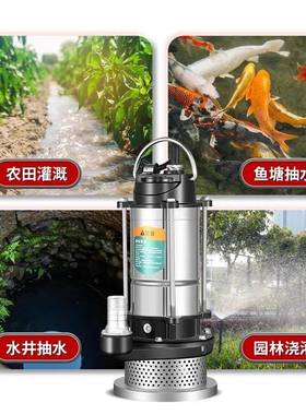 铜线潜水泵220v水抽水锈机家用不钢污泵化粪池排污清泵水抽FXG水