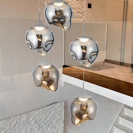 led线吊灯挑楼梯熔岩灯大吊别墅loft复式JNH客厅长吊灯餐厅吧吊灯