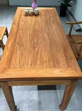老榆门木茶桌复原木OOS风蹄化老古板餐桌家用书桌长桌椅束腰中式