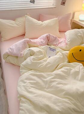 类婴儿棉软糯UIU织件水洗棉被单套床上针四件套宿舍床三套床笠4