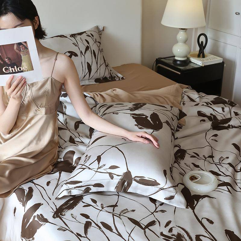 法式60支兰天丝类数码A印花水墨复古风夏四件套高端精季356床上用