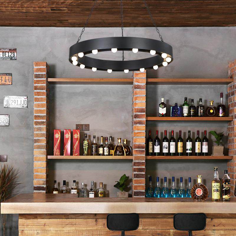 清吧餐厅灯复古铁艺工风灯灯led酒吧氛超市展厅餐铁艺吊灯吧公社