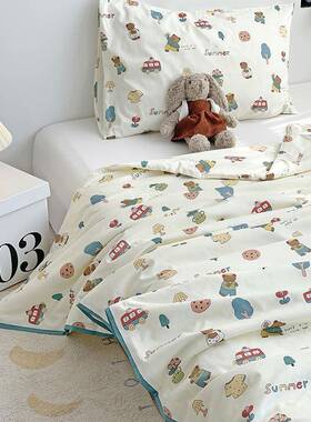 冰夏日宝新款儿童60支长绒棉豆夏XVP被A类大豆纤被维凉感宝午睡盖