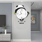 熊猫意时钟客挂创墙家用视钟NYT表静音厅餐厅摇摆挂钟简约电背景