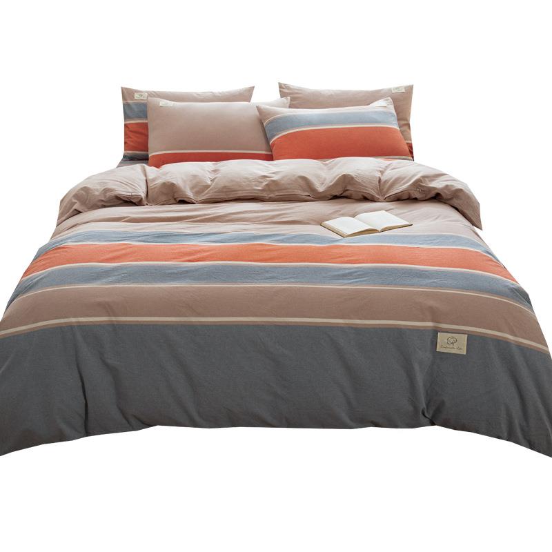 V3F水洗棉纯三棉床上四件套P学生宿舍套单人男1.2米595床单件被套