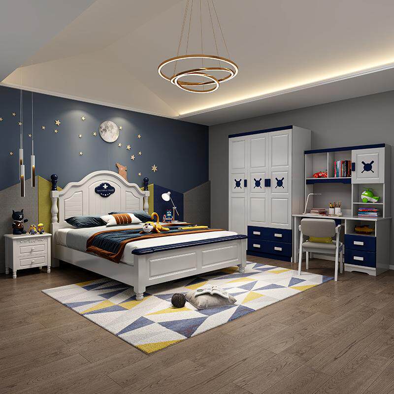 纯实木儿童床孩女男孩单人床公小床主床小孩双人儿床童房971家具