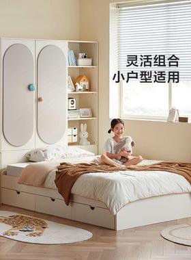 风油儿童榻榻米室床衣QRF柜一体卧女孩公主床儿童奶床柜一体组合