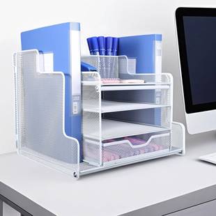 新款档桌办公室收文件管理纳多层文面收纳架金属文件架案资料收纳