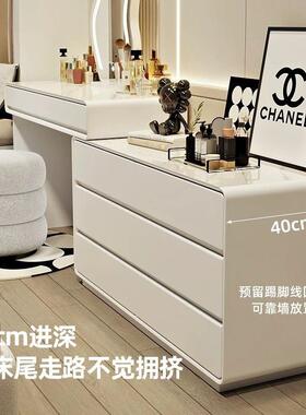 家实木岩板代梳妆台现用简风约卧室公主法式化妆台斗柜一体化HCZ