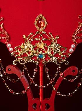 新觅荷新品红色娘团扇款中式婚礼出嫁扇古风汉喜服新HCY秀禾服手