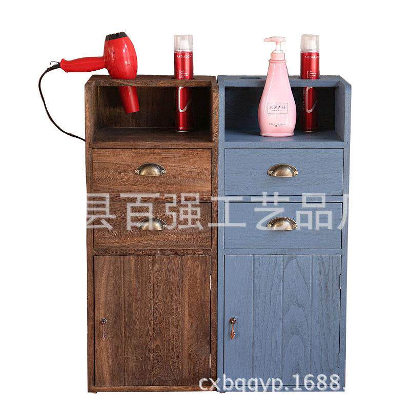 木质长方形复古收纳柜桐木收纳柜理发店柜工具