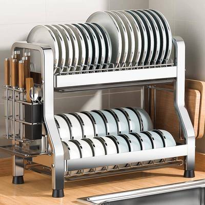碗碟收纳架304不锈钢厨房置物架家用多功能放碗筷碗盘沥水架碗架