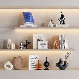 北欧奶油风书柜电视柜套装 饰品组合 摆件高级感小众柜子样板房软装