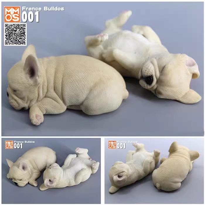 新款树脂萌睡法斗法国斗牛犬仿真动物模型汽车车内车用饰品小摆件