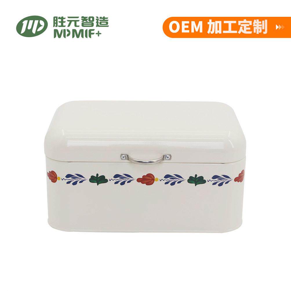美式贴花纸面包箱家用厨房翻盖面包箱收纳盒镀锌铁面包箱收纳箱