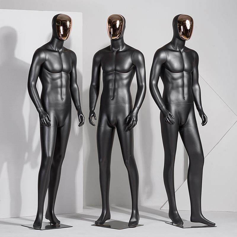 模特道具男全身展示架电镀脸服装假人橱窗道具哑黑韩版男装模特架