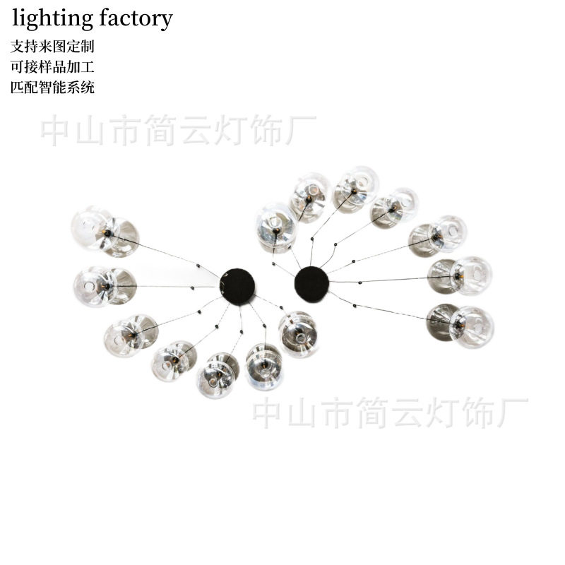 意式轻奢烟灰水滴玻璃客厅吊灯宋代美学装修设计师样板间别墅灯具