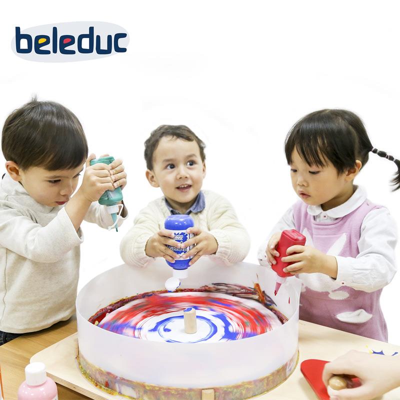 德国贝乐多色彩魔法盘绘画旋转盘幼儿园大号美术绘画玩具木质