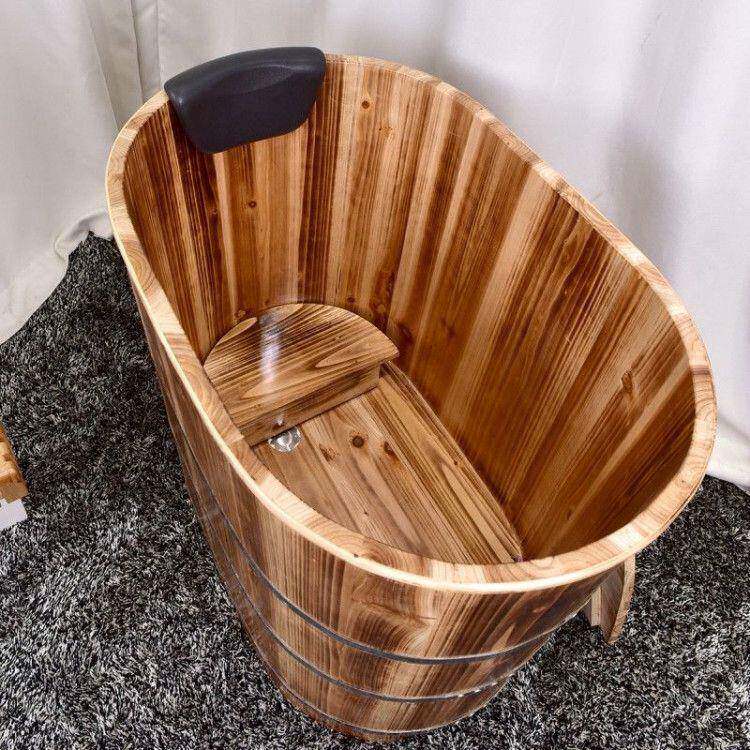 加高不占地单人成人浴桶洗浴木桶木泡澡桶沐浴桶洗澡桶浴缸家s^