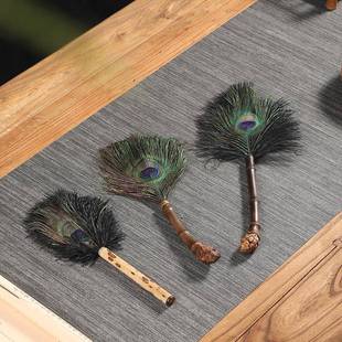 竹制孔雀羽毛除尘掸紫竹竹根鸵鸟毛扫灰鸡毛禅子家用扫灰清洁佛尘