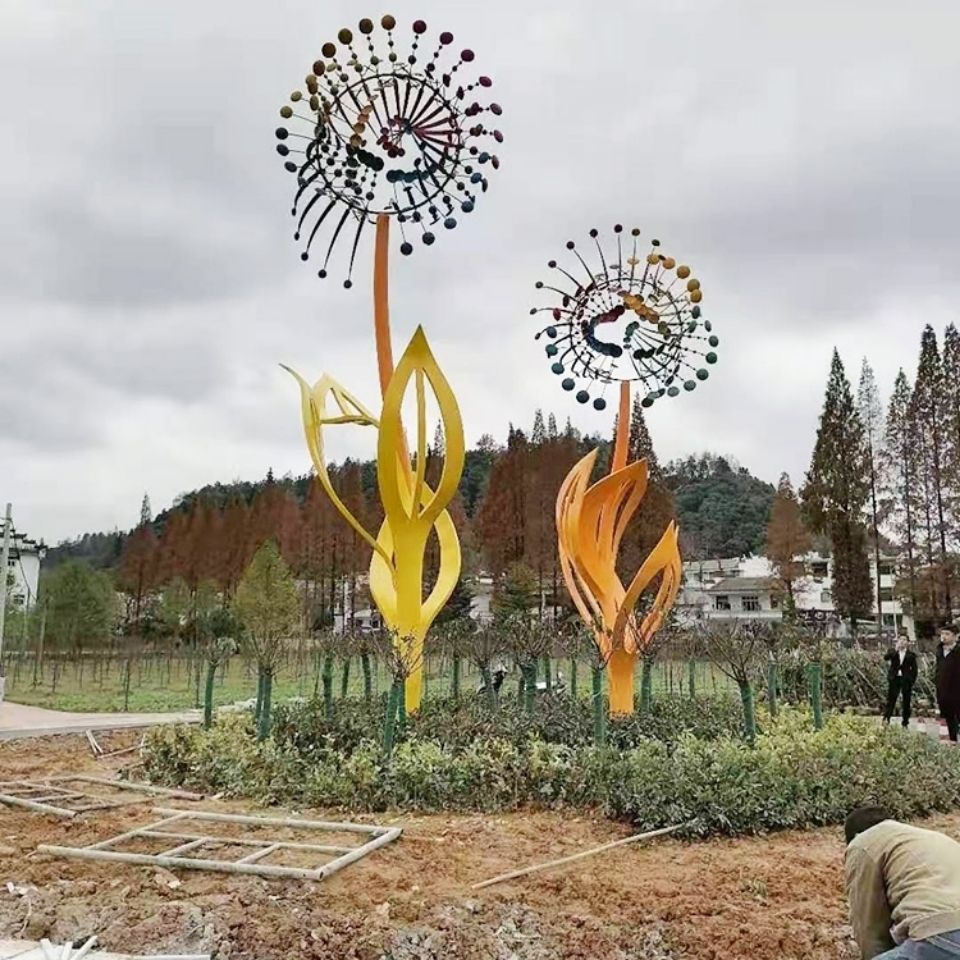 不锈钢风动风车雕塑现货城市广场公园绿地雕塑摆件景观摆件