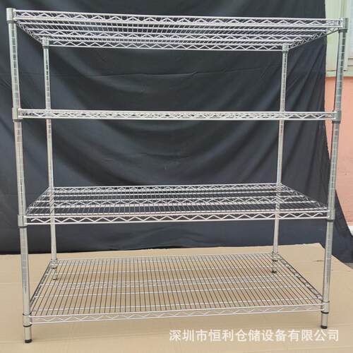 不锈钢网架加粗多层线网带轮物料架可移动仓库展示架工厂流动货架