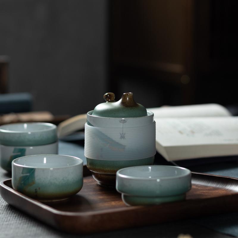 豹霖快客杯一壶四杯同心杯旅行游茶具套装户外功夫随身便携包日式