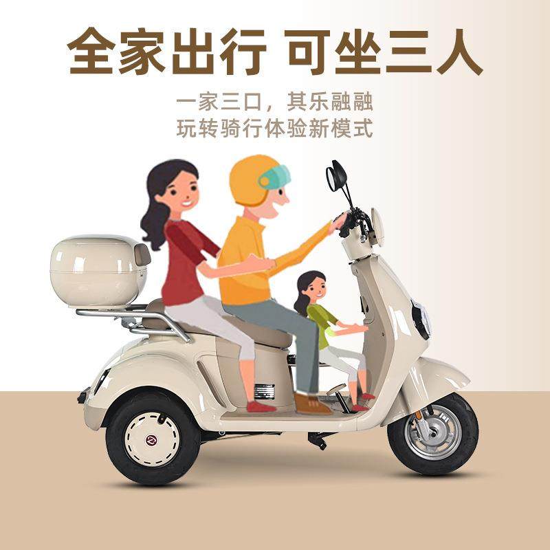 出口外贸新款小型电动三轮车接送孩子时尚男女士代步车老人助力车