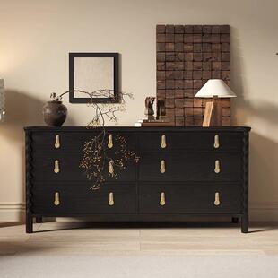 美式复古实木斗柜客厅装饰柜玄关柜法式中古卧室电视柜储物柜边柜