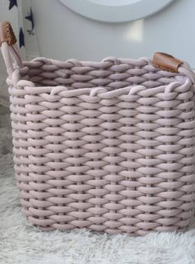 热销北欧风手工编粗棉绳收纳盒简约棉线收纳篮杂物筐储物