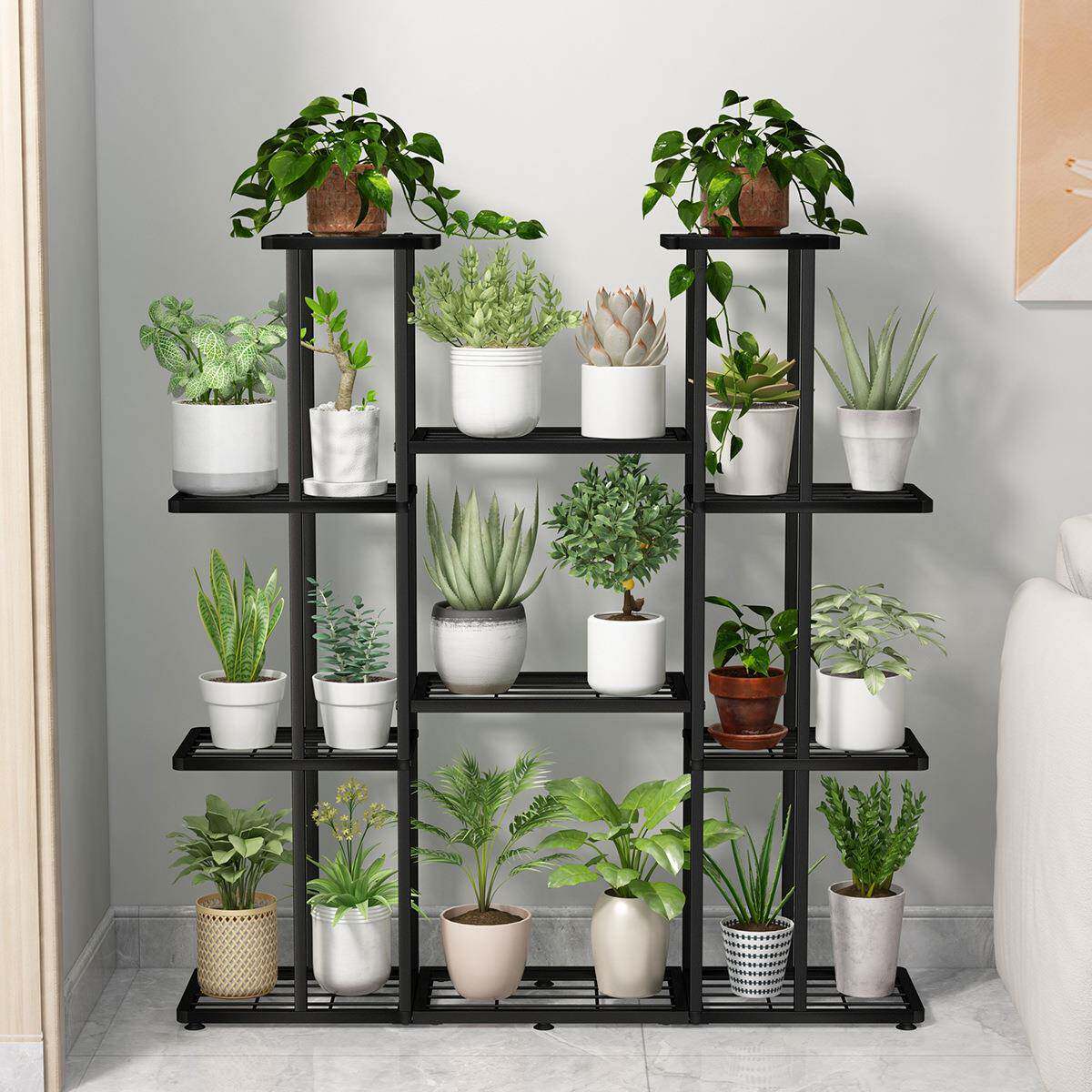 花架子阳台落地阶梯式铁艺花架多层可移动置物架阳台植物放置架