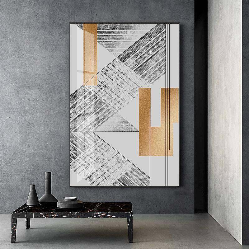 北欧抽象客厅装饰画现代简约抽象画黑白几何工业风落地挂画玄关画