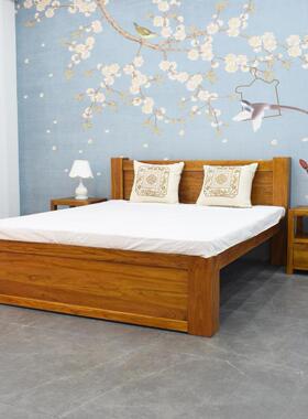 7YX1.8米1.5米实木双人床免漆简约新中式工厂直销卧室家具