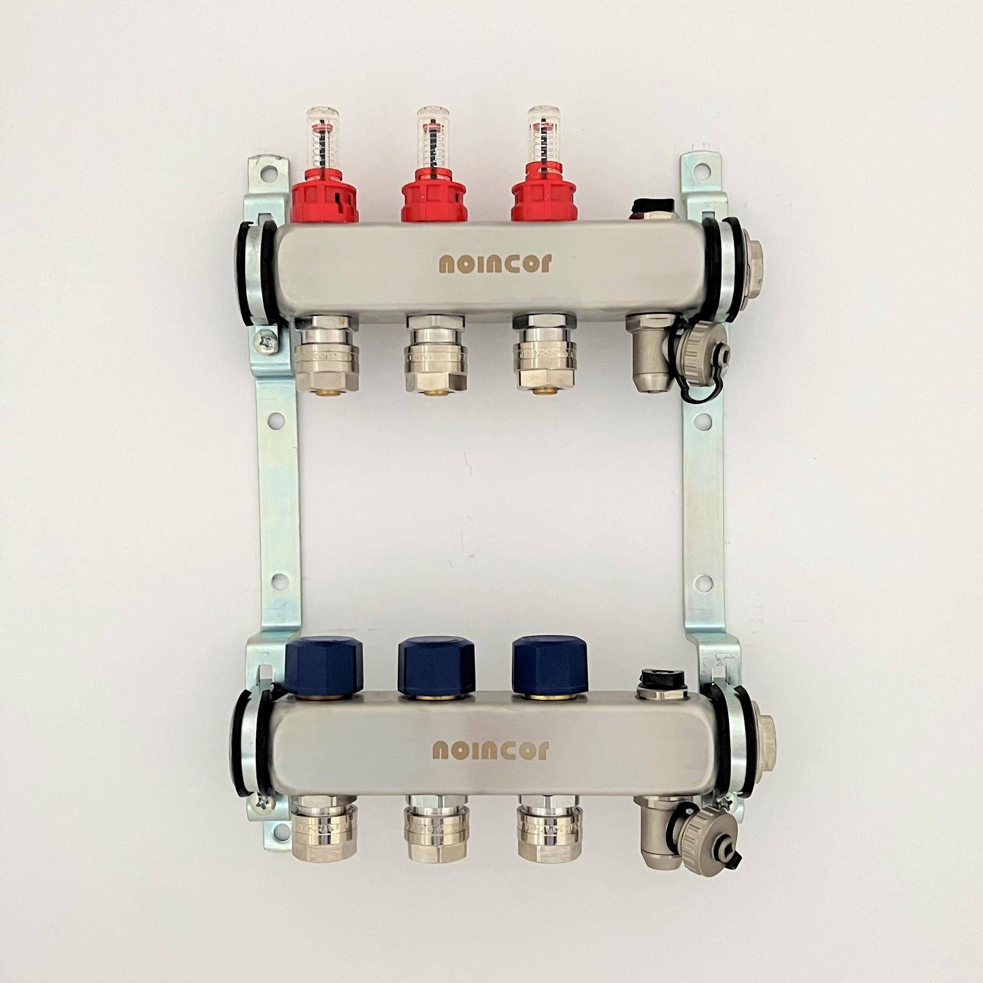 304不锈钢地热地暖管分水器水暖气分集水器全铜配件分水器