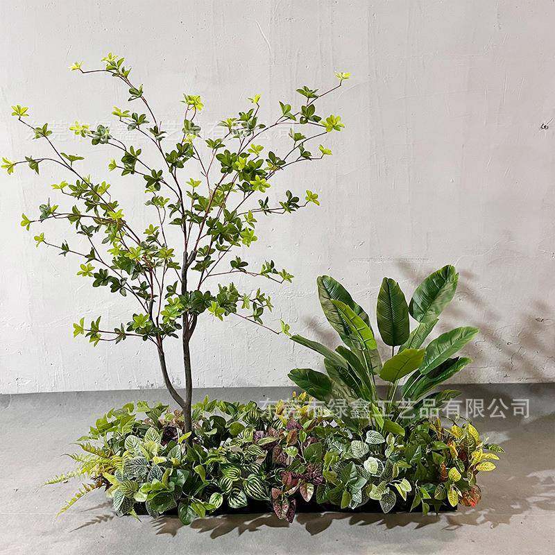 绿植花箱造景植物假花槽摆件商场隔断景观仿生花组合装饰景观装饰