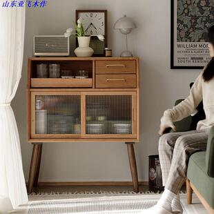 北美樱桃木实木收纳柜白橡木简约设计储物柜茶水柜胡桃木储物柜