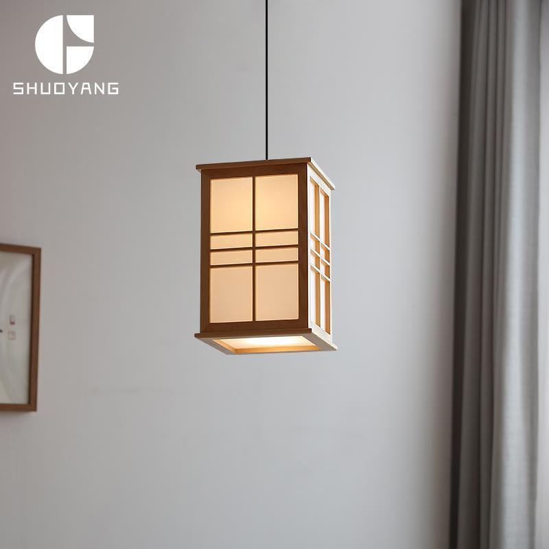 烁阳日式原木餐厅吊灯吧台阳台寿司料理店瑜伽室和室榻榻米木质灯