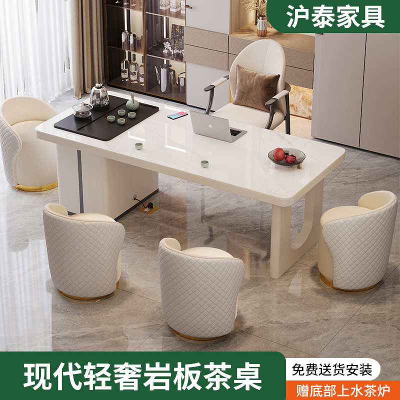 岩板茶台茶桌椅组合茶几餐桌茶水柜储物电磁炉孔抗压实验视频