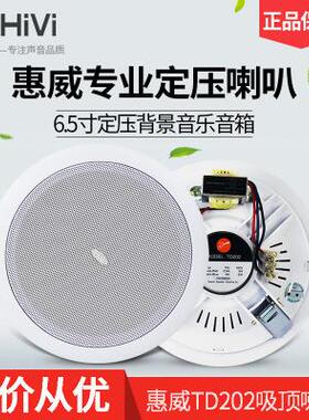 Hivi/惠威TD202吸顶喇叭店铺背景音乐天花音响