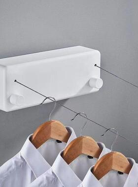 双绳隐形收缩晾衣绳家居室外卫生间阳台免打孔松紧可调伸缩钢丝绳